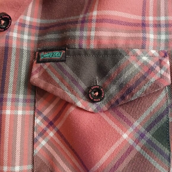 DIXXON Flannel Company Pink and Gray Flannel Shreddy Shirt- Size Medium - Picture 7 of 10